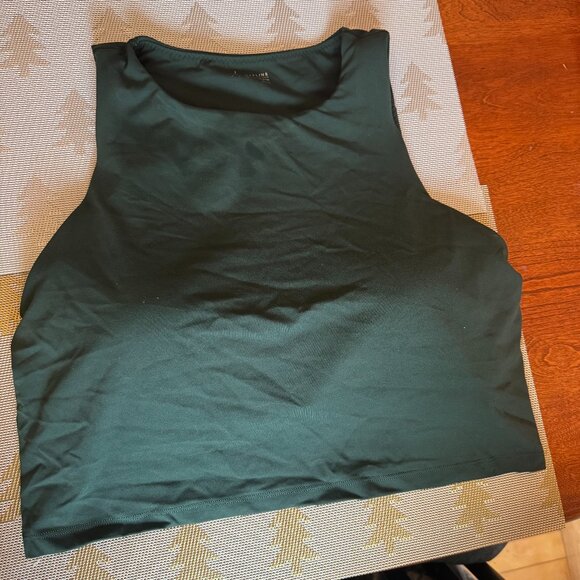 NWT - OFFLINE By Aerie Real Me XTRA High Neck Sports Bra - XXL - Dark Green - Picture 2 of 9